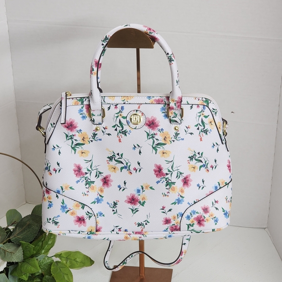 Liz Claiborne White Floral Satchel - Picture 1 of 9